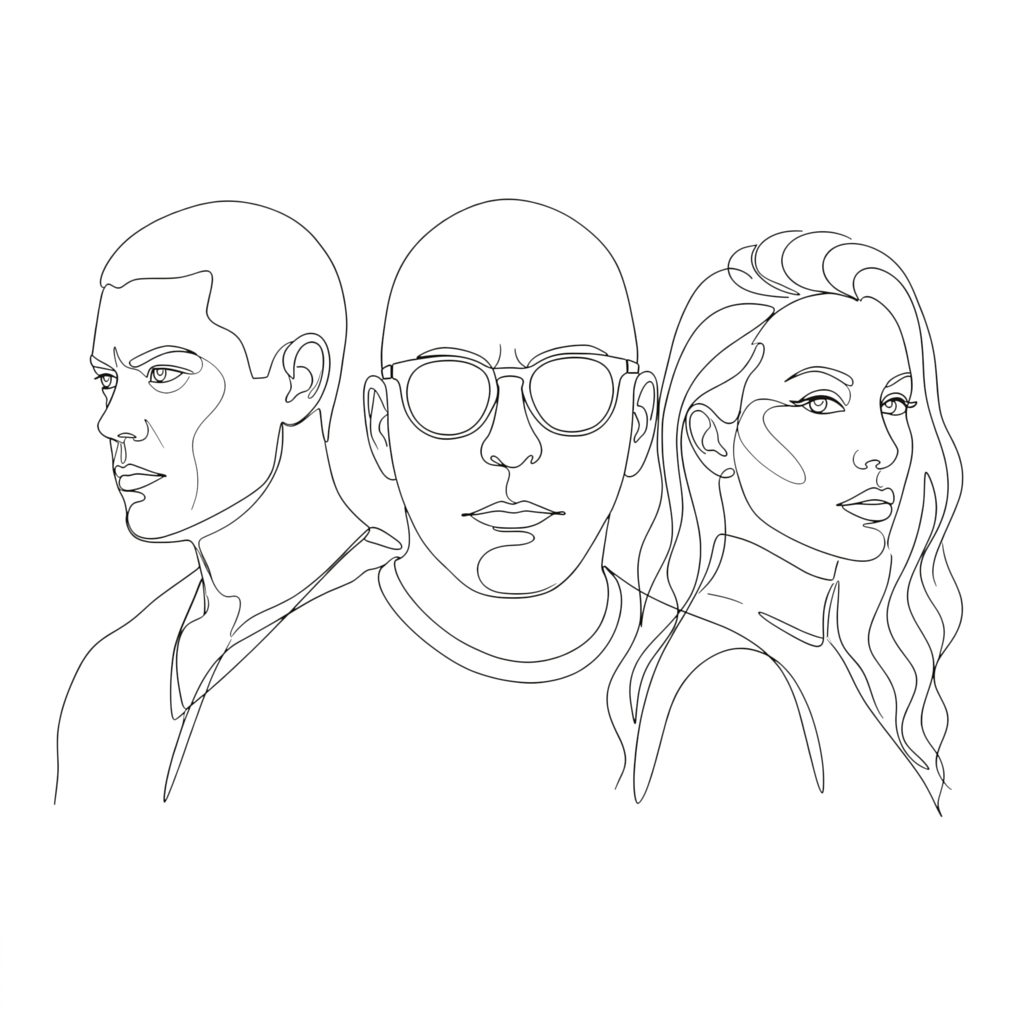 Line portrait of the three SuDu Studio founders