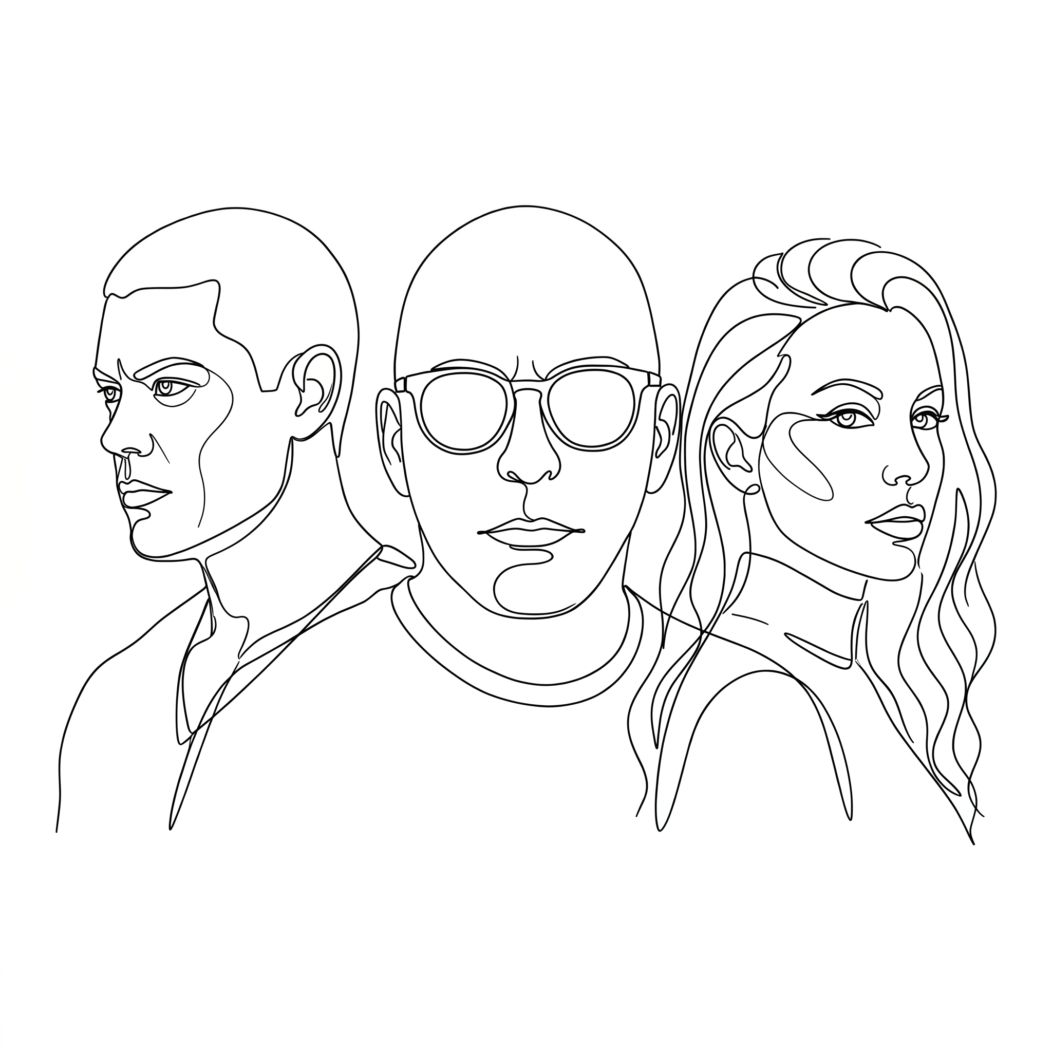 Line portrait of the three SuDu Studio founders